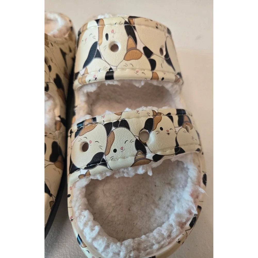 Squishmallows Crocs Cat Sherpa Slippers‎ Womens 7 Cozy Plush House Shoes Cute